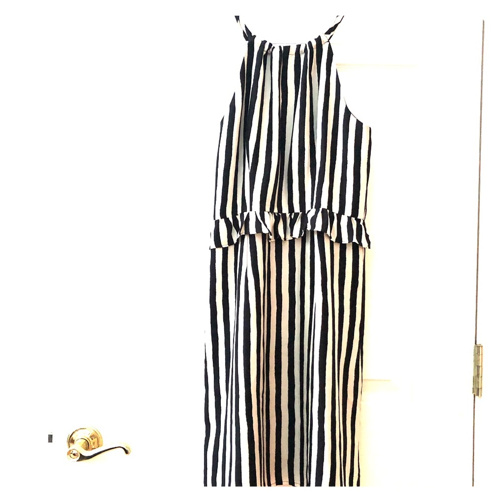 LOFT OOP black and white stripes dress